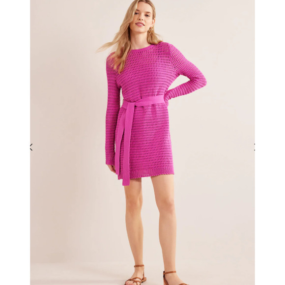 Boden Womens Rose Violet Crochet Knit Dress US Size 10 missing belt and cami - Picture 1 of 8
